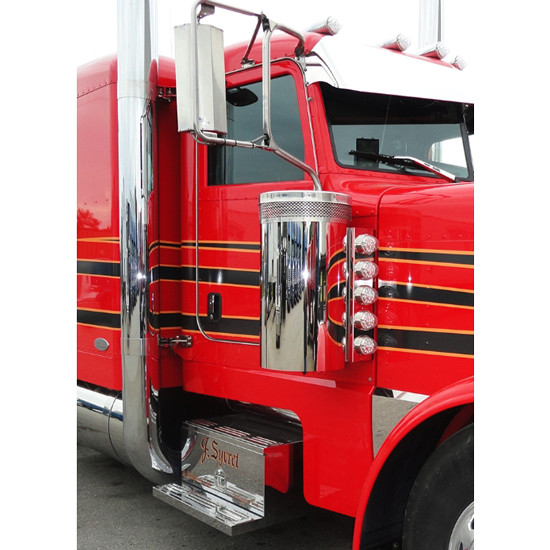 SS Strapless Breather Bar Mounts W/ 5 Light Holes Front Panel, Blank Rear Panel For Peterbilt 379