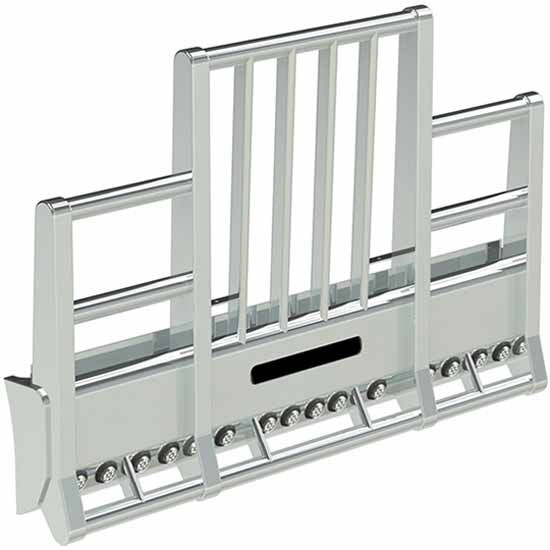 Herd Aluminum Road Train Grille Guard W/ Vertical Center Bars & Row Of 2 Inch Round Lights For International