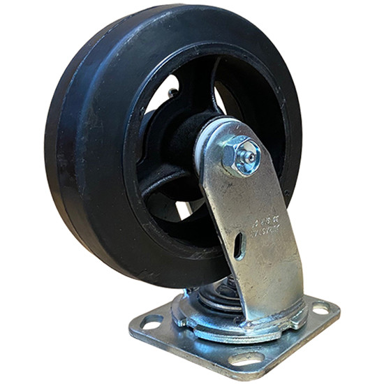 Rubber Caster Assembly W/ 6 Inch Wheel Swivel For Premier Trailer Jack 600, 700, 800 Series