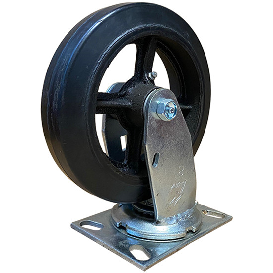 Caster Assembly W/ 8 Inch Rubber Wheel Swivel For Premier Trailer Jack 600, 700 Series