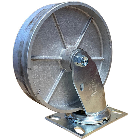 Steel Caster Assembly W/ 8 Inch Wheel Swivel For Premier Trailer Jack 600, 700, 800 Series
