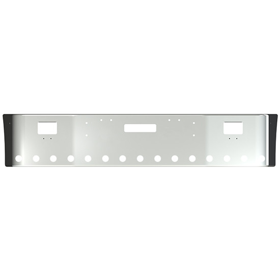 16 Inch Stainless Steel Wrap Around Bumper W/ Tow, 15 - 2 Inch, Fog Light Holes For Freightliner FLD112/120 SBA