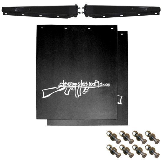 CSM 24 X 30 Inch Tommy Gun Logo Mud Flap Kit W/ Black Hangers & Bolt Kit