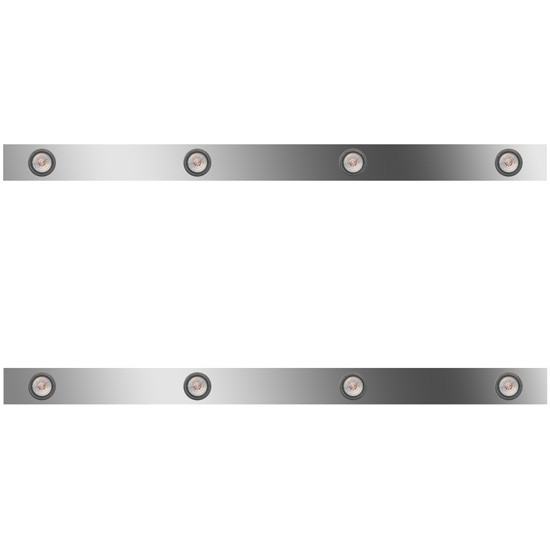 36/44 Inch Stainless Steel Sleeper Panels W/ 8 - 2 Inch Amber/Clear LEDs For Peterbilt