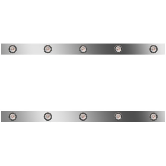 48/58 Inch Stainless Steel Sleeper Panels W/ 10 - 2 Inch Amber/Clear LEDs For Peterbilt