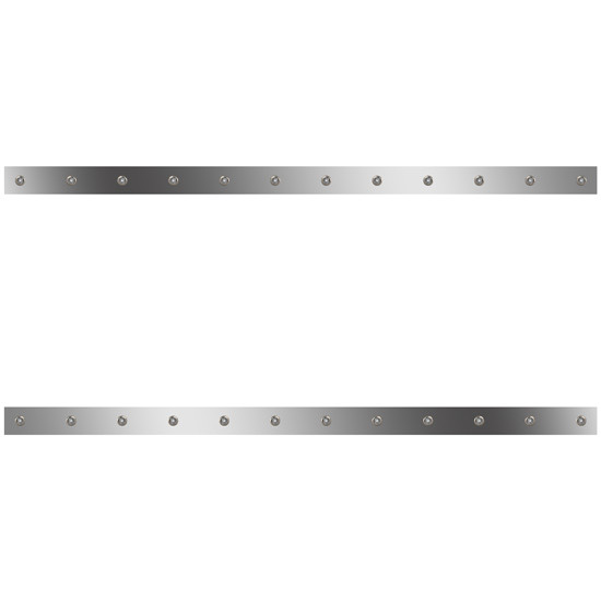 2.25 X 70 Inch Stainless Steel Sleeper Panels W/ Extensions, 24 - 3/4 Inch Amber/Clear LEDs For Peterbilt