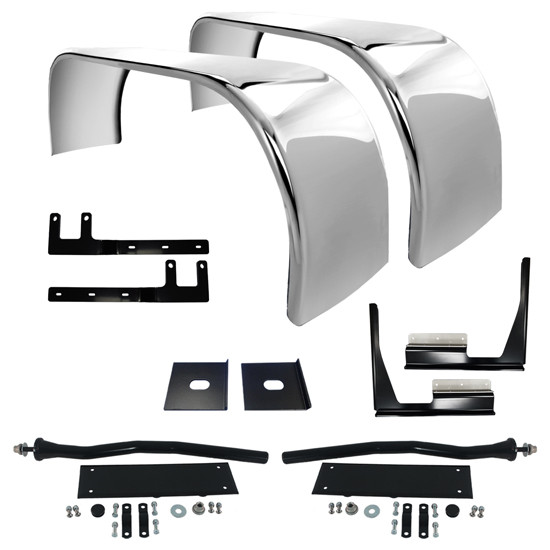 Vendetta Premium Stainless Steel Full Fenders - 33.5 Inch W/ Mounting Kit For Freightliner