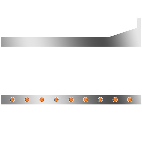 6.5 Inch Stainless Steel Sleeper Panels W/ Extensions, 26 - 3/4 Inch Round Amber/Amber Downglow LEDs For Peterbilt 378, 379, 388