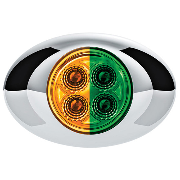 4 LED Double Fury Mini Oval Light - Amber to Green / Clear Lens 4 LED Double Fury Mini Oval Light - Amber to Green / Clear Lens