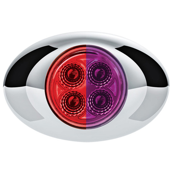 4 LED Double Fury Mini Oval Light - Red  to Purple / Clear Lens 4 LED Double Fury Mini Oval Light - Red  to Purple / Clear Lens