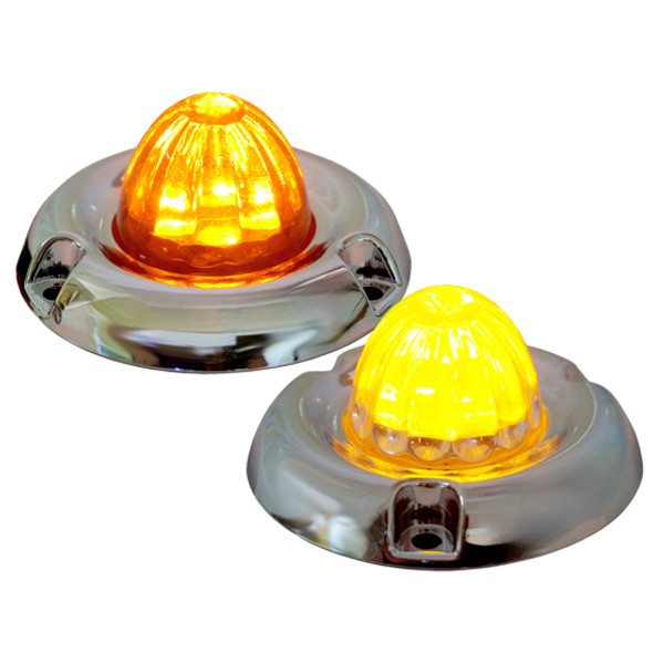Legendary 1-1/2 Glass Watermelon Amber 2 Wire Single Function Chrome Inset Bezel LED Light Legendary 1-1/2 Glass Watermelon Amber 2 Wire Single Function Chrome Inset Bezel LED Light