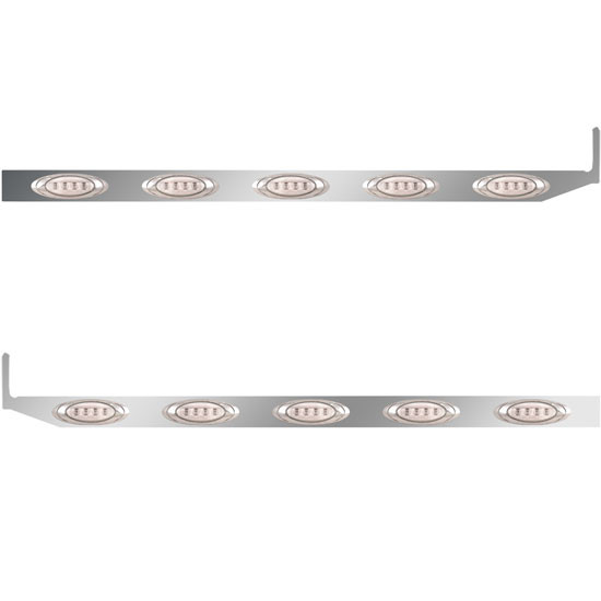 2.5 X 58 Inch Sleeper Panel W/ Extension, 5 Amber/Clear LED Lights For Peterbilt 579 & 567 - Pair