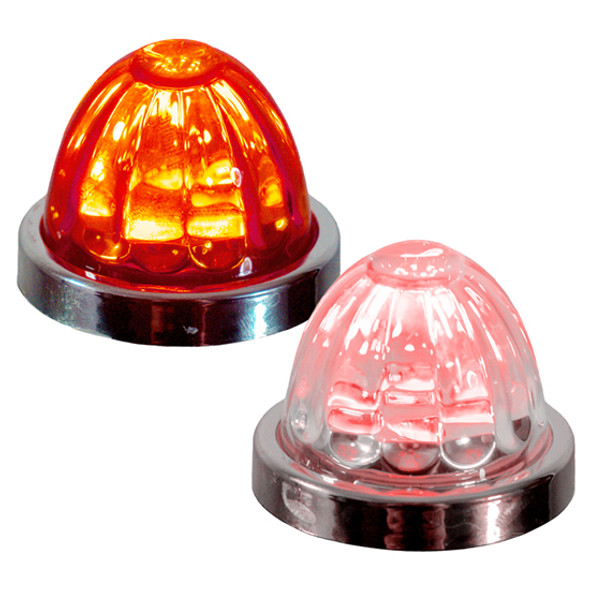 Legendary 1-1/2 Glass Watermelon Red 3 Wire Dual Function Chrome Bezel, Stud Mount LED Light Legendary 1-1/2 Glass Watermelon Red 3 Wire Dual Function Chrome Bezel, Stud Mount LED Light