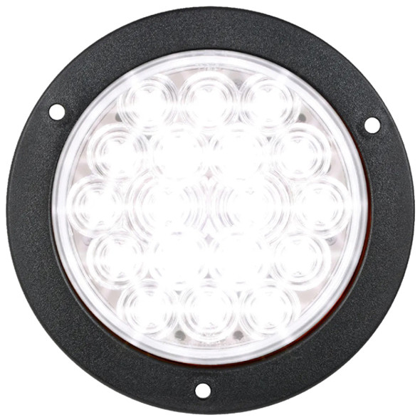 4 Inch Round Back Up LED Light W/ Flange Mount - 3 Wire - White LED / Clear Lens 4 Inch Round Back Up LED Light W/ Flange Mount - 3 Wire - White LED / Clear Lens
