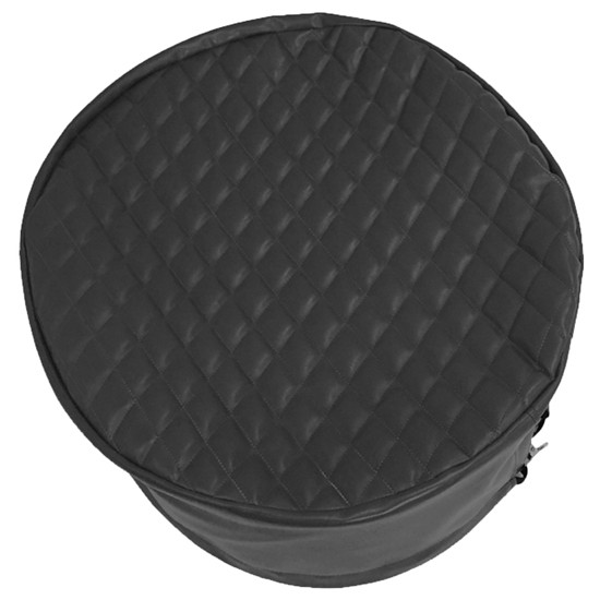 Robert James 29 Inch Black Quilted Vinyl Fuel Tank End Covers W/ 8 Inch Skirt For Peterbilt