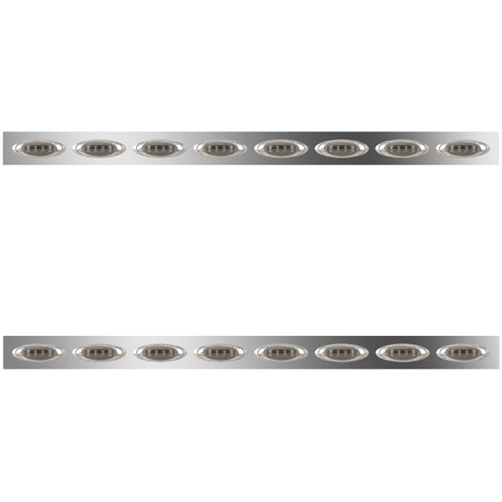 3 X 70 Inch Stainless Steel Sleeper Panel W/ 8 Amber P1 LED Smoked Lens Lights For Peterbilt 367, 384, 386, 387, 388, 389, 587