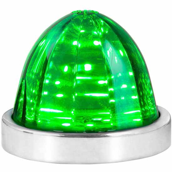 3 7/16 Inch 18 Diode Watermelon Surface Mount Light With SS Bezel - Green LED / Green Lens 3 7/16 Inch 18 Diode Watermelon Surface Mount Light With SS Bezel - Green LED / Green Lens