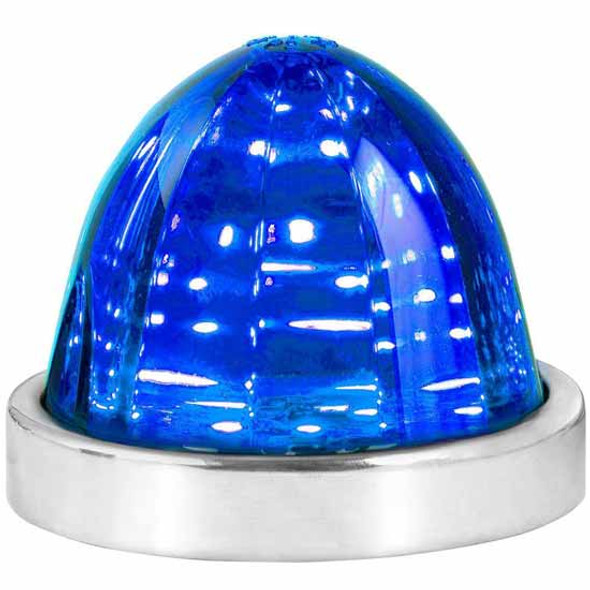 3 7/16 Inch 18 Diode Watermelon Surface Mount Light With SS Bezel - Blue LED / Blue Lens 3 7/16 Inch 18 Diode Watermelon Surface Mount Light With SS Bezel - Blue LED / Blue Lens