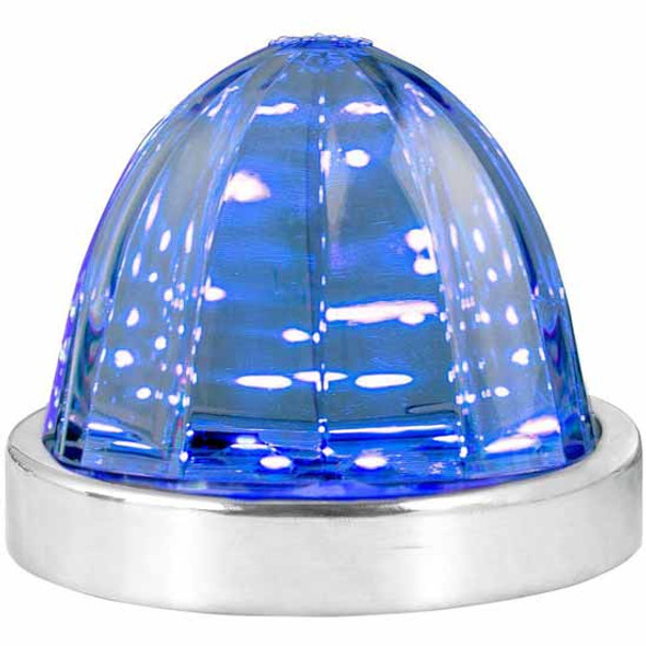 3 7/16 Inch 18 Diode Watermelon Surface Mount Light With SS Bezel -  Blue LED Clear Lens 3 7/16 Inch 18 Diode Watermelon Surface Mount Light With SS Bezel -  Blue LED Clear Lens