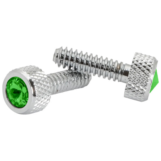 Small Chrome Dash Screws W/ Green Jewel