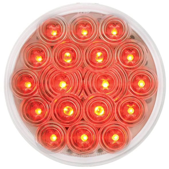 4 Inch 18 Diode Fleet Stop Turn Tail Light With 3-Prong Round Plug - Red LED / Clear Lens 4 Inch 18 Diode Fleet Stop Turn Tail Light With 3-Prong Round Plug - Red LED / Clear Lens