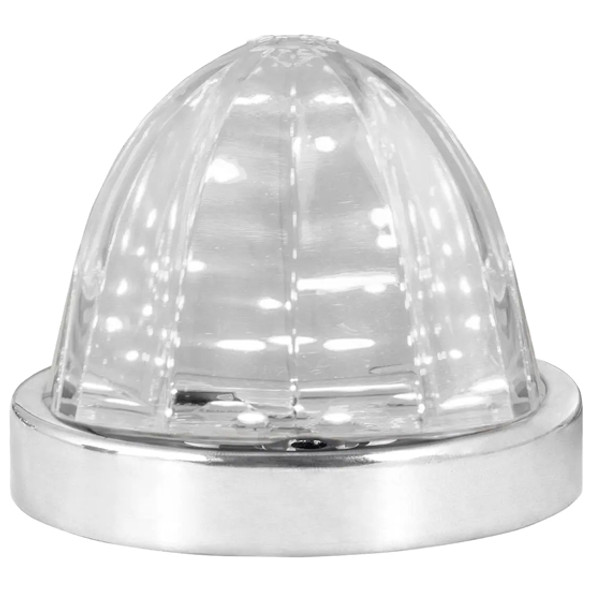 3 7/16 Inch 18 Diode Watermelon Surface Mount Stop Turn Tail Light W/ SS Bezel - White LED / Clear Lens 3 7/16 Inch 18 Diode Watermelon Surface Mount Stop Turn Tail Light W/ SS Bezel - White LED / Clear Lens