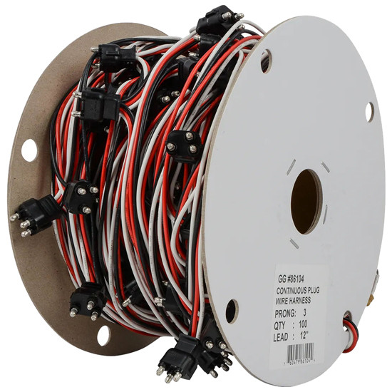 3 Prong Straight Light Plug Wire Harness With 12 Inch Lead - Sold Per Plug