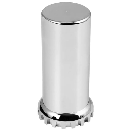 33MM X 3 3/8 Inch Chrome Flat Top Tube Screw On Lug Nut Cover With Lock Flange