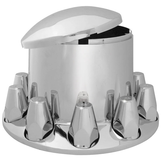 Chrome Plastic Rear Hub Cover Kit with 33mm Screw-In Nut Covers