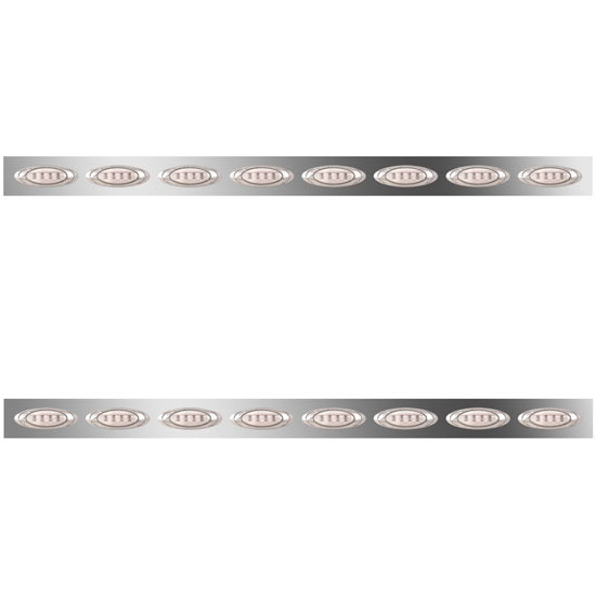 Stainless Steel Sleeper Panels W/ 16 P1 Amber/Clear LEDs For Peterbilt 367, 384, 386, 387, 388, 389, 567, 579, 587 W/ 70 Inch Sleeper