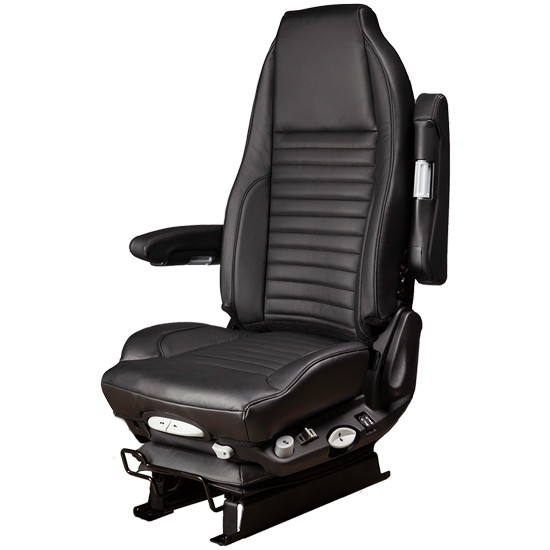 GraMag SteadyRide Genuine Black Leather High Back Air Seat With Heat Vent