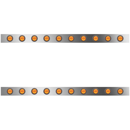 4 Inch SS Sleeper Panels W/ 20 Amber/Amber 2 Inch LEDs For Peterbilt 357, 365, 367, 378, 379, 384, 385, 386, 388, 389 W/ 70 Inch Sleeper