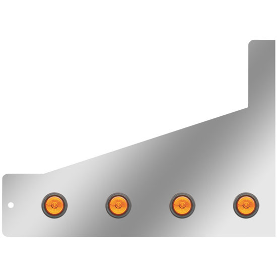 4 Inch SS Sleeper Extension Panels W/ 8 Amber/Amber 2 Inch Round LEDs For Peterbilt W/ 63 Inch Sleeper