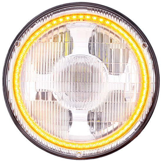 Ultralit 7 Inch High Power LED Projection Light With Dual Color LED Halo For Kenworth T2000 & Peterbilt 359