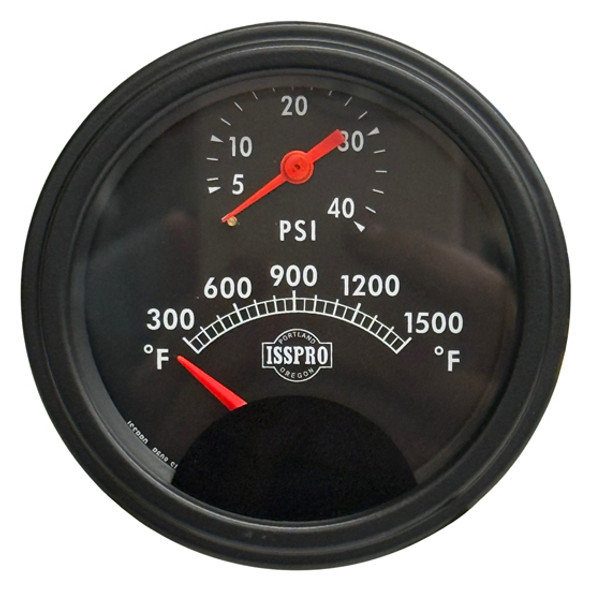 Isspro 3 Inch Black Turbocator Gauge Kit 300-1500F, 0-40 PSI Isspro 3 Inch Black Turbocator Gauge Kit 300-1500F, 0-40 PSI
