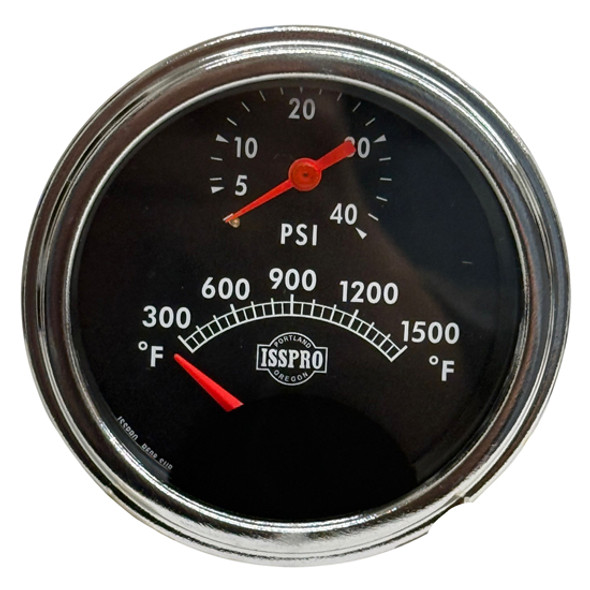 Isspro 3 Inch Chrome Turbocator Gauge Kit 300-1500F, 0-40 PSI Isspro 3 Inch Chrome Turbocator Gauge Kit 300-1500F, 0-40 PSI