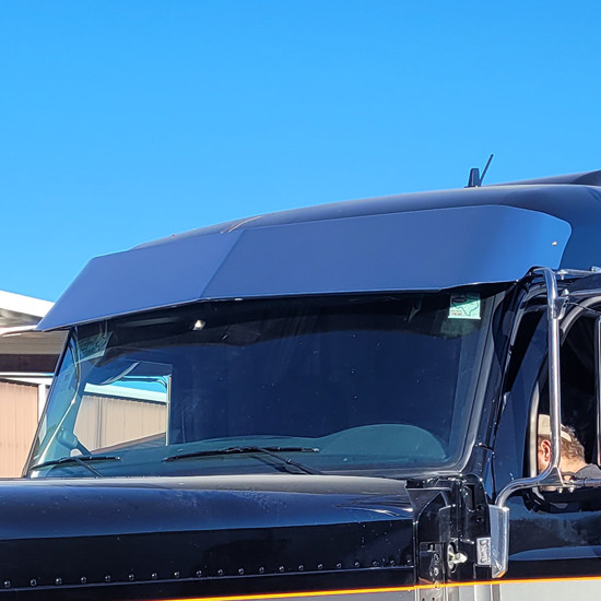 CSM 15 X 17 Inch Stainless Steel Reverse Bowtie Visor For Peterbilt 589 W/ Stand Up Sleeper