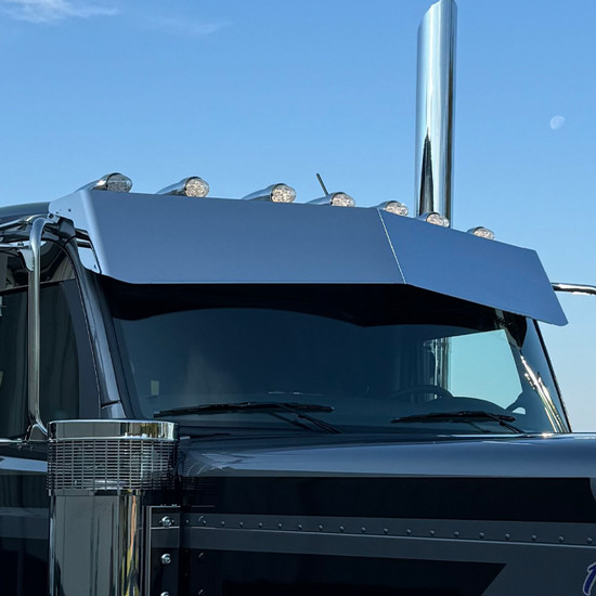 Iowa Customs Stainless Steel Bowtie Visor For Peterbilt 589 Flat Top