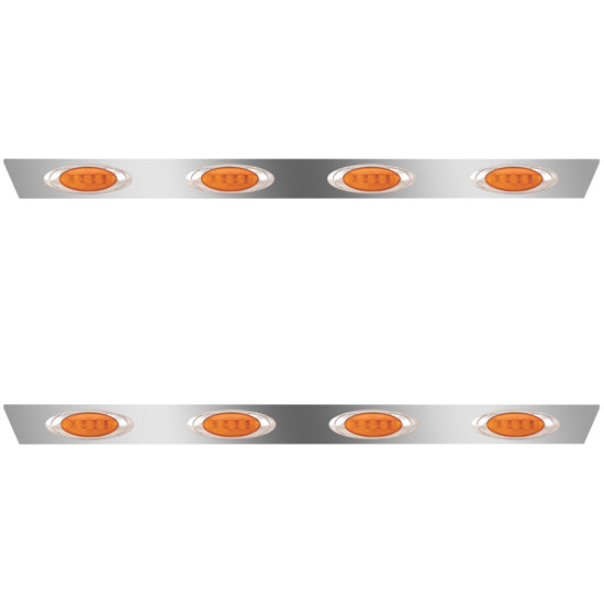 3.6 Inch 304 Stainless Steel Cab Panels W/ 4 P1 Amber LEDs/ Amber Lens For Mack Vision & Pinnacle SBA Without Fairings