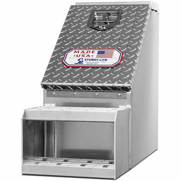 Sturdy-Lite Diamond Plated Aluminum Step Box With Gaiter Door & Air Shock