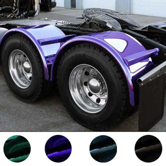 80 Inch Smoke & Mirror Stainless Steel Single Axle Fenders W/ 24 Inch Drop & Color Options