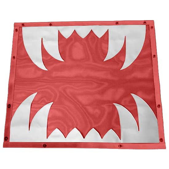 Mesh Sabertooth Red Bug Screen W/ White Teeth & Red Trim For Kenworth