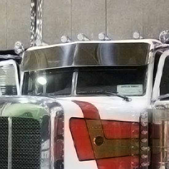 12 Gauge Customs 12 Inch Aluminum Straight Side Mount Drop Visor For Peterbilt 379, 388, 389