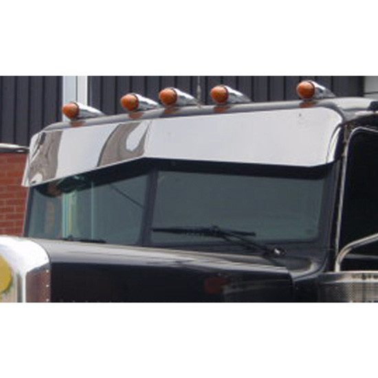 12 Gauge Customs 8 X 11 Inch Stainless Steel Reverse Bowtie Visor For Peterbilt 378, 379, 386, 388, 389, 389 Glider