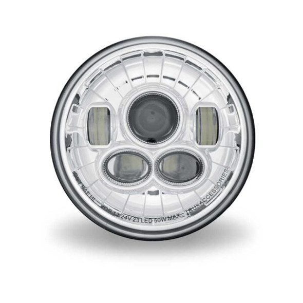 7 Inch Round Chrome Blue Black Lit LED Projector Headlight 7 Inch Round Chrome Blue Black Lit LED Projector Headlight