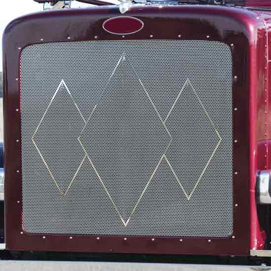 Stainless Steel Triple Diamond Punched Grille Insert For Peterbilt 389 & 388