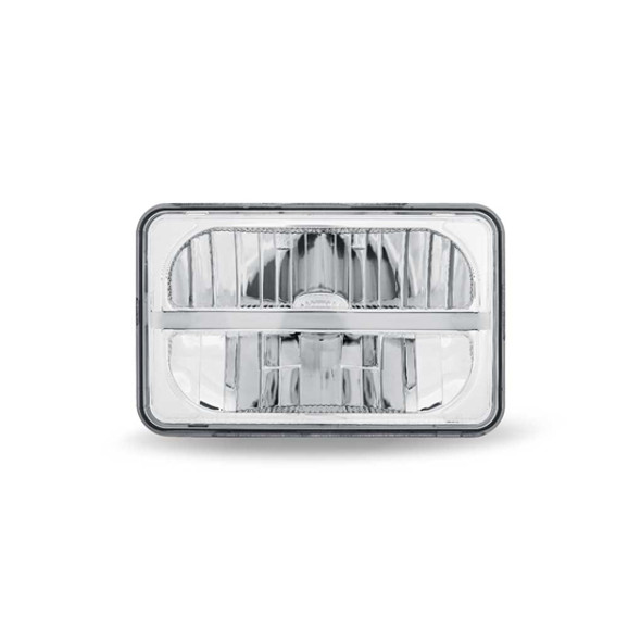 4 X 6 Chrome High Beam LED Reflector Headlight With Glow Position LED Accent 4 X 6 Chrome High Beam LED Reflector Headlight With Glow Position LED Accent