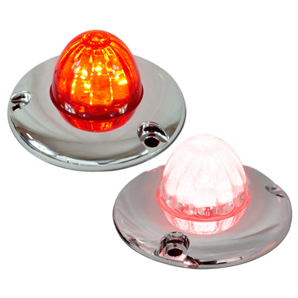 Legendary 1-1/2 Glass Watermelon Red 2 Wire Single Function Chrome Flat Bezel LED Light Legendary 1-1/2 Glass Watermelon Red 2 Wire Single Function Chrome Flat Bezel LED Light