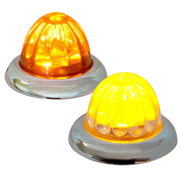 Legendary 1-1/2 Glass Watermelon Amber 3 Wire Dual Function Chrome Bezel, Stud Mount LED Lights Legendary 1-1/2 Glass Watermelon Amber 3 Wire Dual Function Chrome Bezel, Stud Mount LED Lights