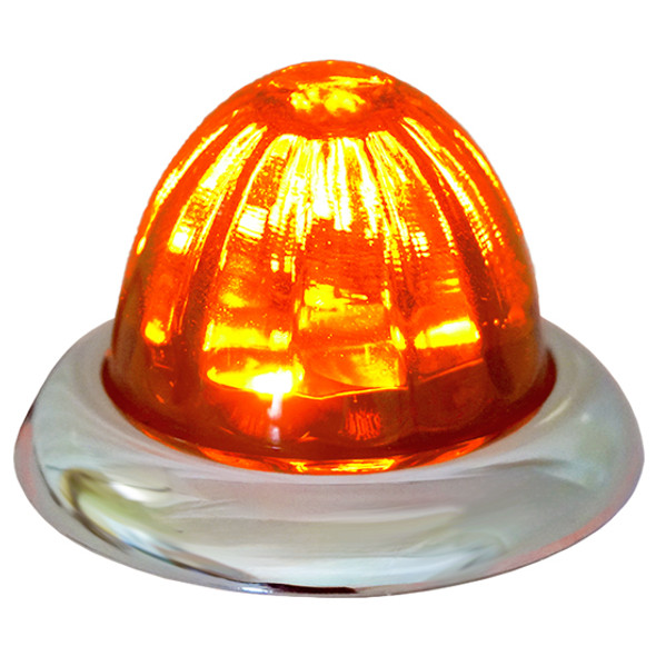 Legendary 1-1/2 Glass Watermelon Dark Amber 3 Wire Dual Function Curved Chrome Bezel, Stud Mount LED Light Legendary 1-1/2 Glass Watermelon Dark Amber 3 Wire Dual Function Curved Chrome Bezel, Stud Mount LED Light